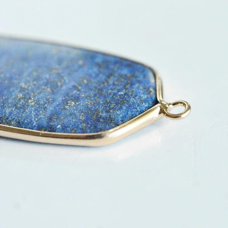 Gingerlily Pendentif ovale lapis-lazuli bleu 49mm pierre naturelle