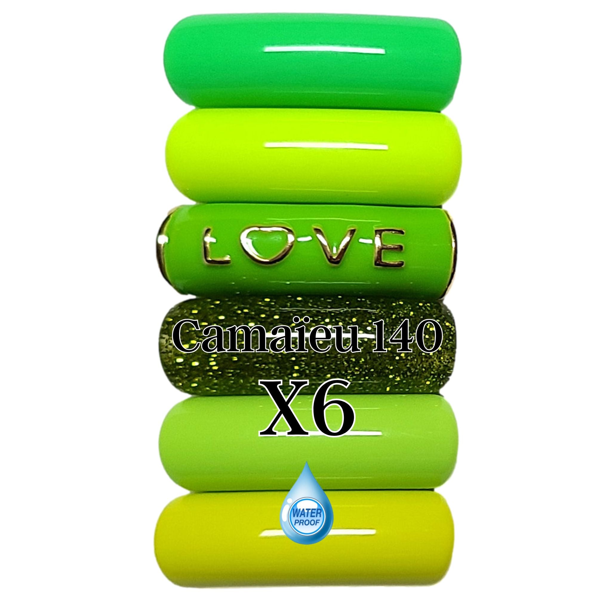 ARTSHOP Camaieu 140 perles tubes incurvés 12mm vert x6
