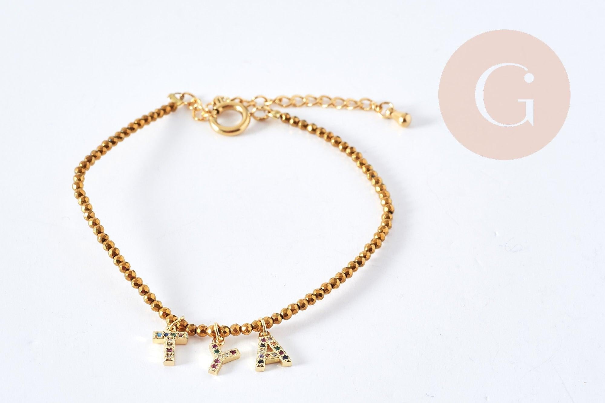 Gingerlily Kit bracelet Vecchio doré lettres zircon DIY sans pinces